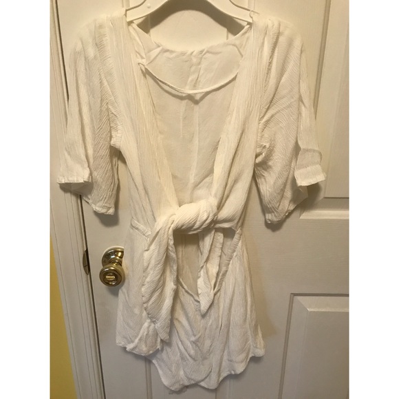 White Tie-Back Romper - Picture 2 of 2